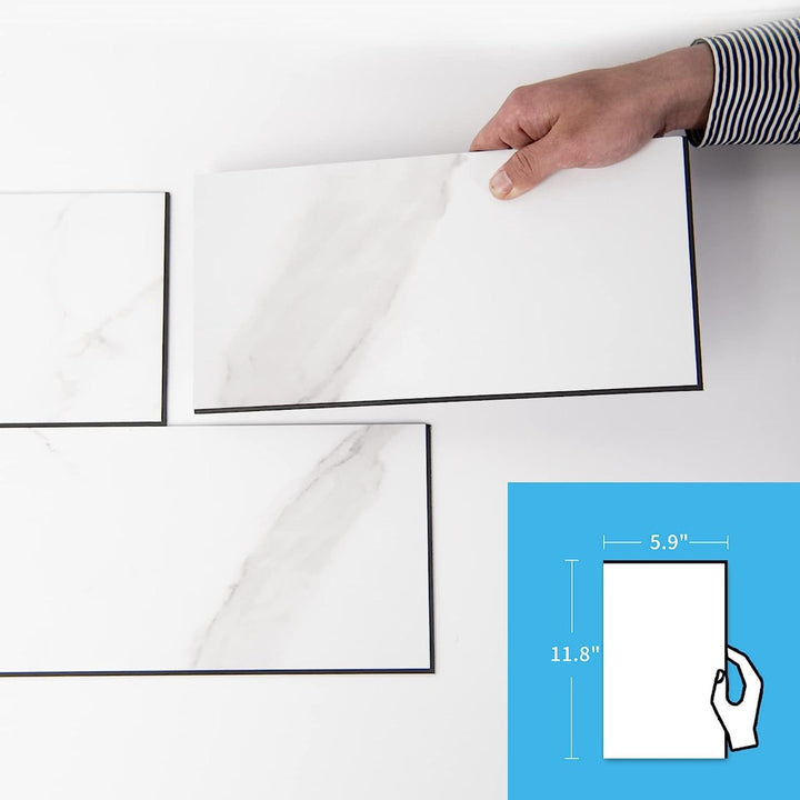 White Marble Peel and Stick Backsplash Size