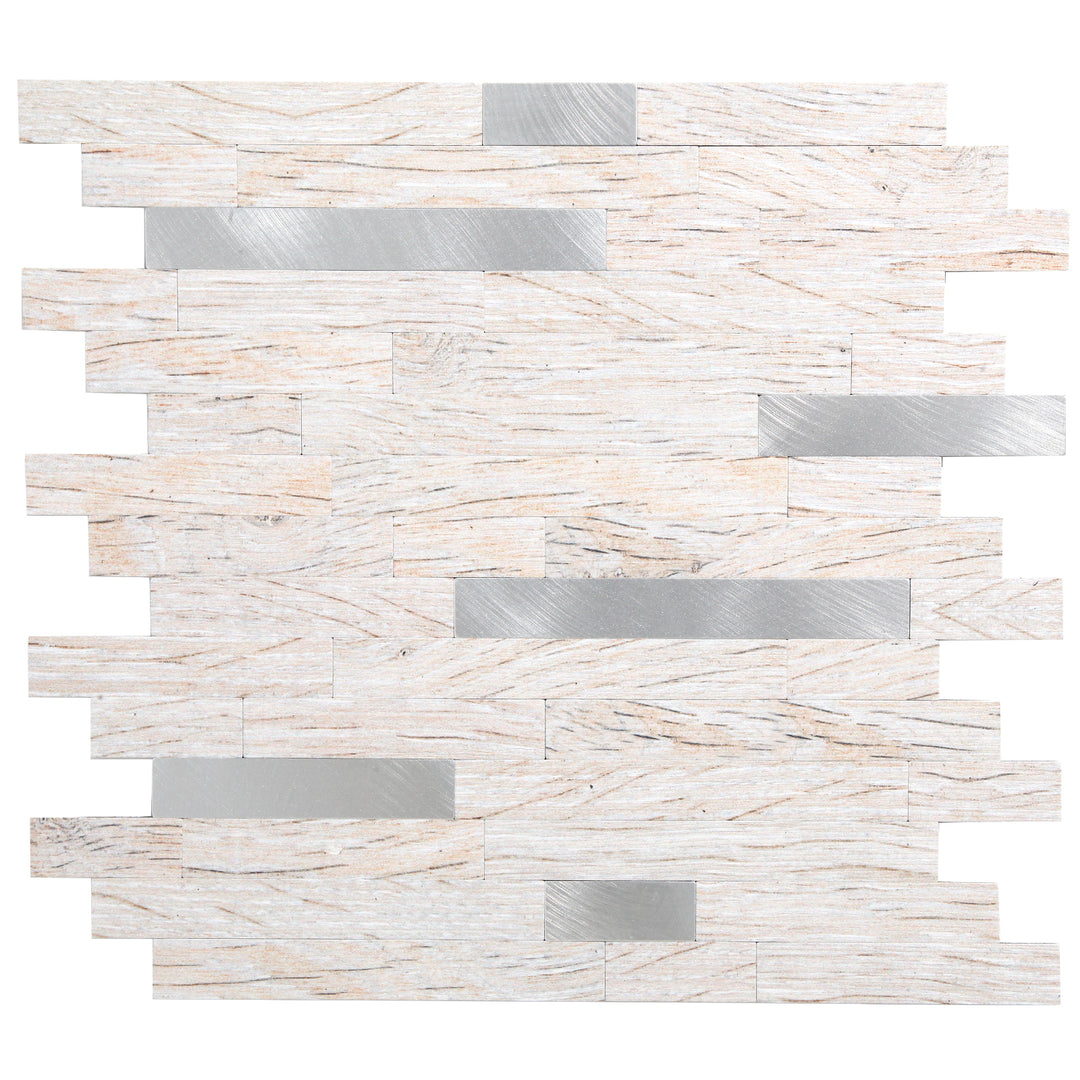 KL-sample Linear Blend Tile Mixed Metal Peel and Stick Backsplash