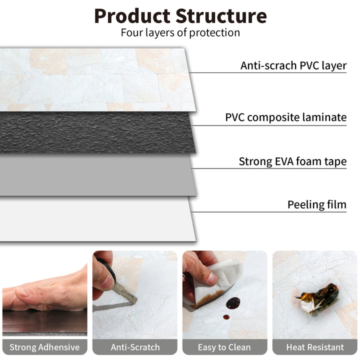 self adhesive wall tiles structure