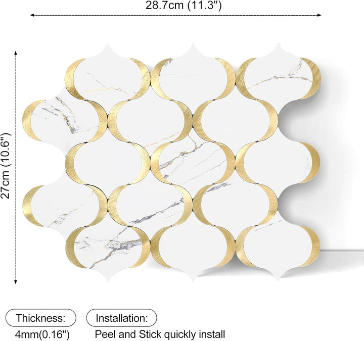Size chart for self-adhesive wall tiles