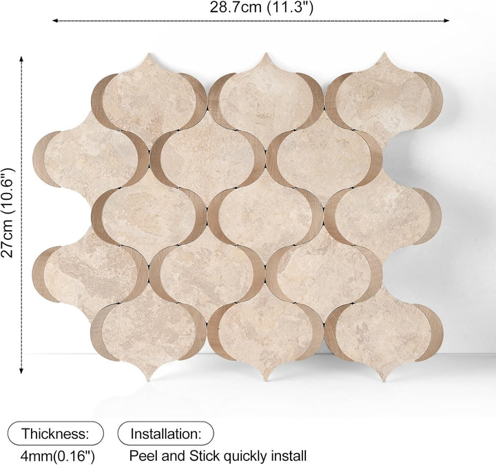 Self-adhesive tile size diagram