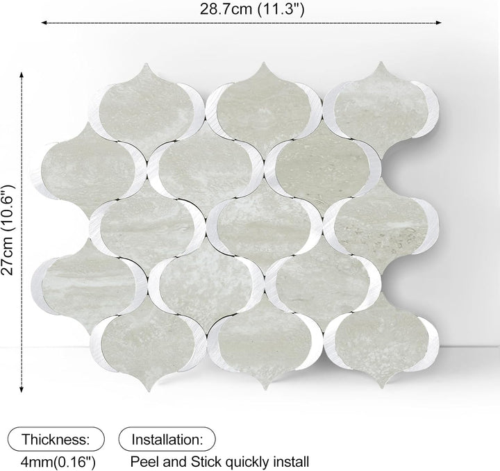 Self-adhesive tile size diagram