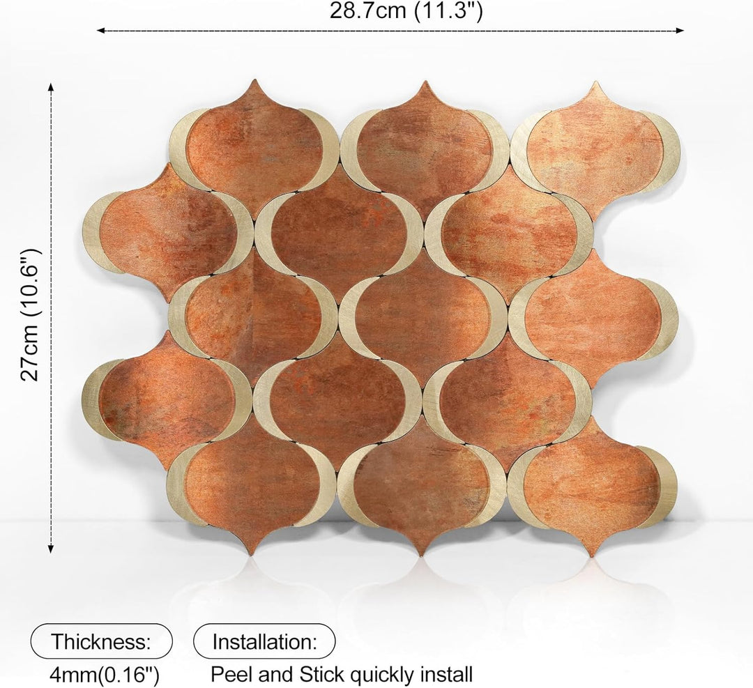 Size chart for self-adhesive wall tiles