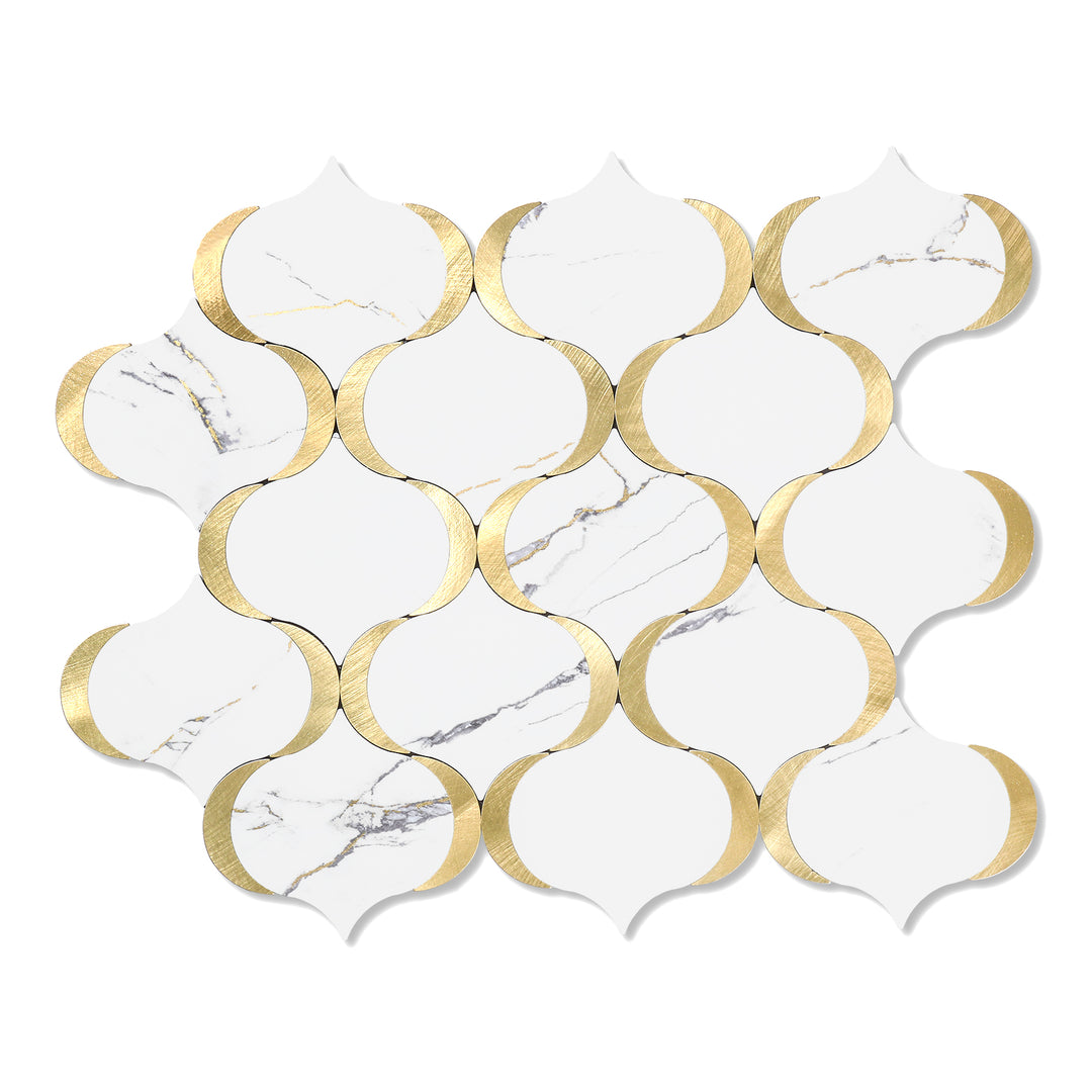 Calacatta Gold Marble Arabesque Peel and Stick Tile