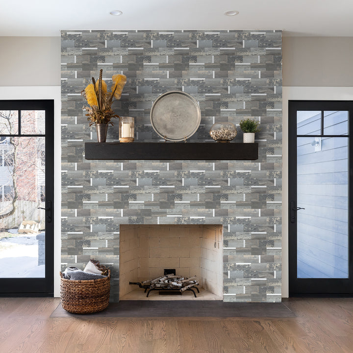 peel and stick subway tile for fireplace