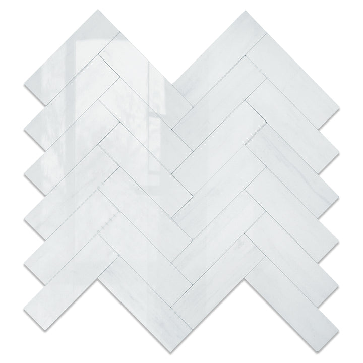 Polished Dolomite White Herringbone Tile