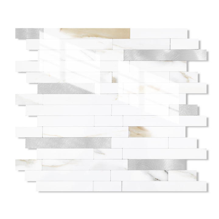 Polished marble peel and stick tiles