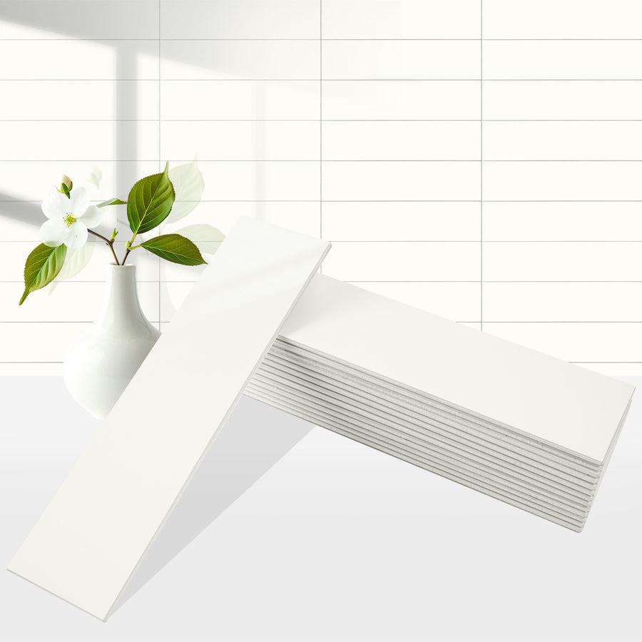 Ivory White Subway Tile Gray Grout