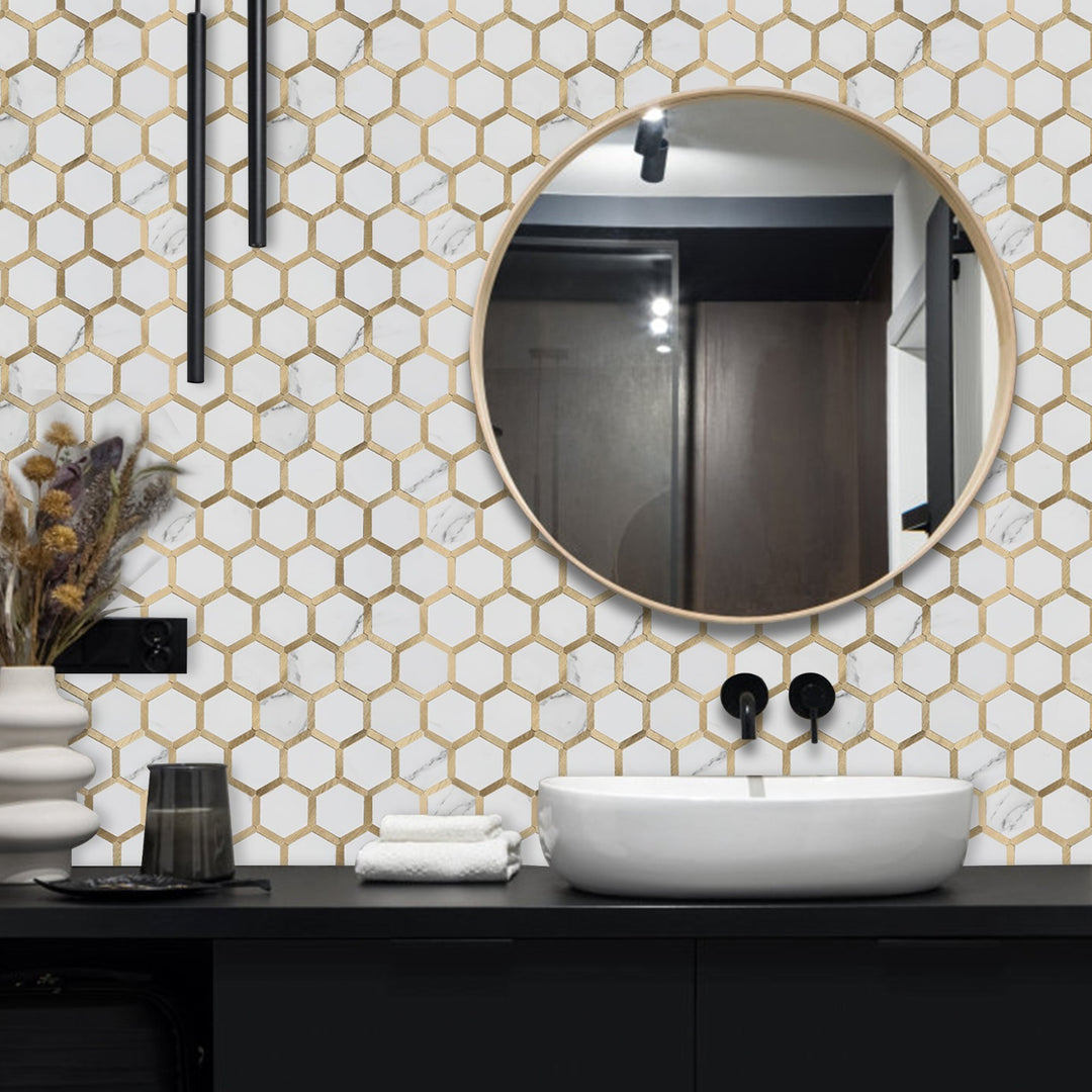 peel and stick hexagon tile for bathroom