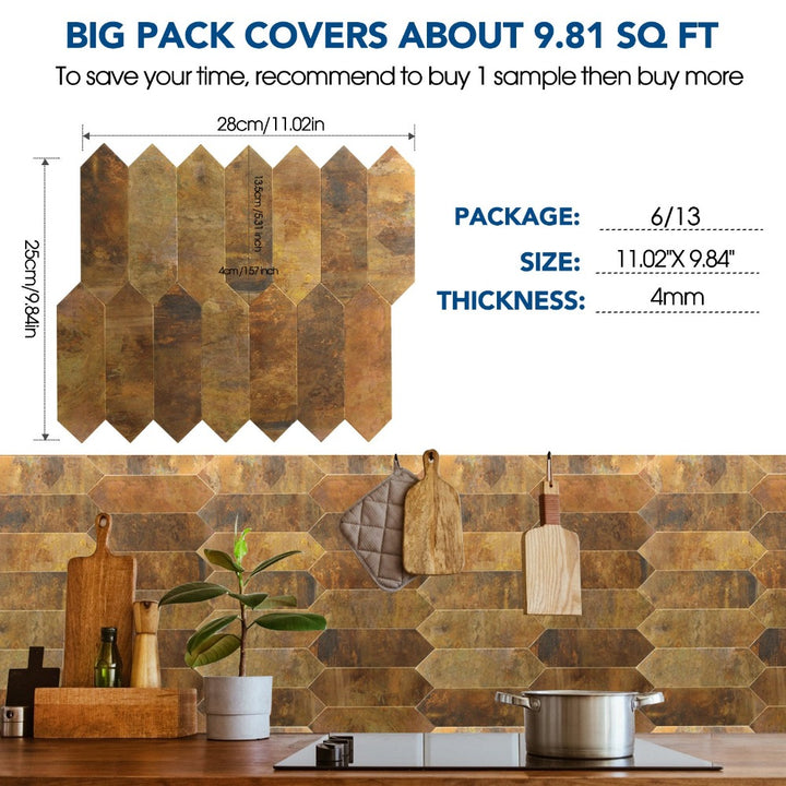 the size of long hexagon tiles