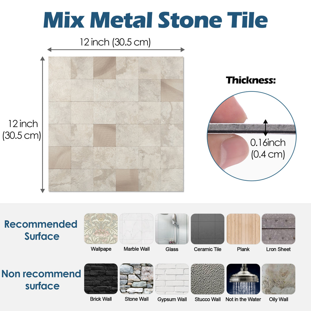 metal stone tile size