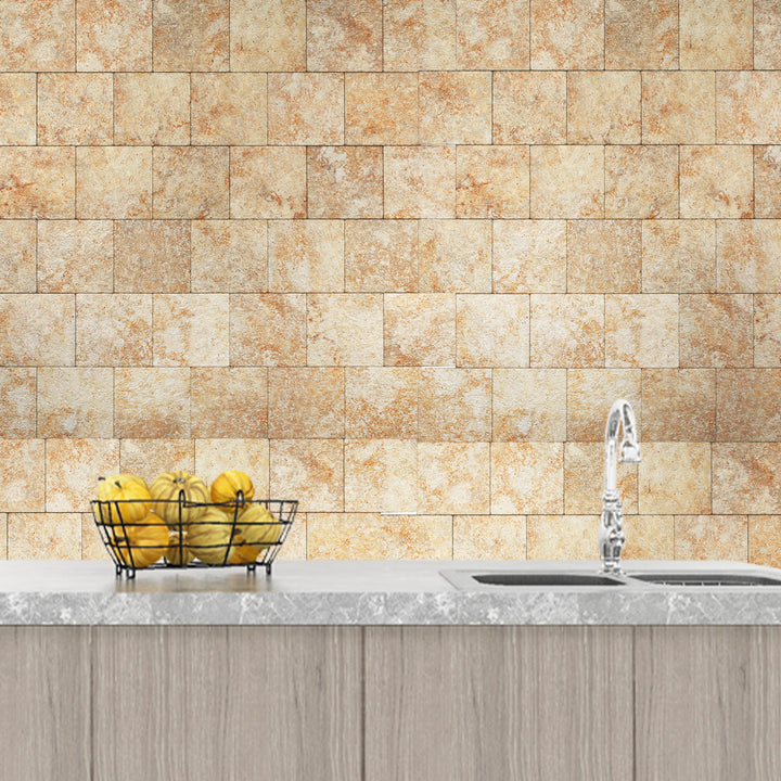 10 sq.ft Earthy Gold PVC Peel And Stick Stone Tile Backsplash