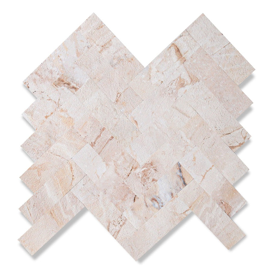 Stone Beige Herringbone Tile