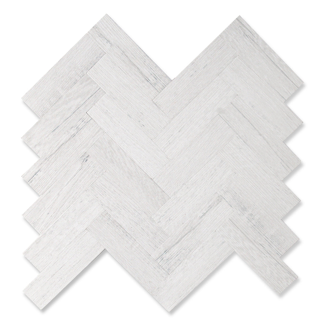 10 sq.ft Grey Wood Herringbone Tile Peel and Stick Wood Backsplash