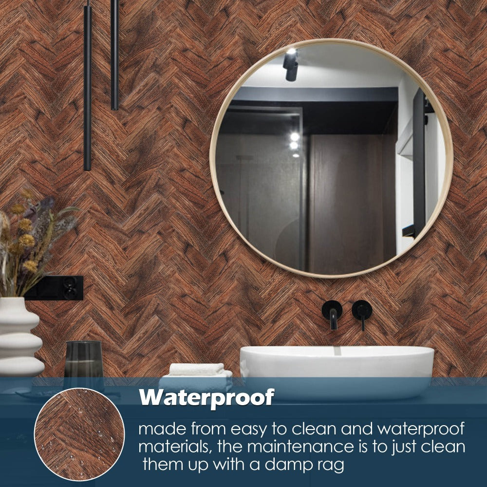 herringbone wood tile stick on bathroom