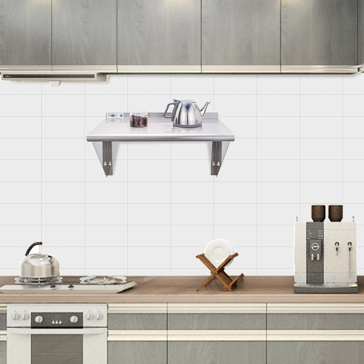 Stainless Steel Shelf 12 x 24 Inches,250lb, Wall Mount Floating Shelving for Restaurant, Kitchen, Home and Hotel
