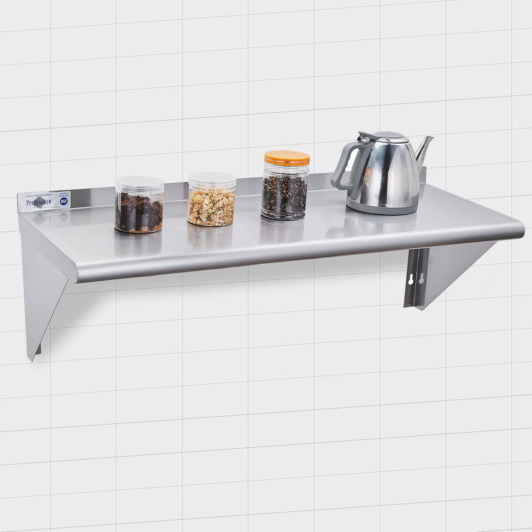 Stainless Steel Shelf 12 x 24 Inches,250lb, Wall Mount Floating Shelving for Restaurant, Kitchen, Home and Hotel