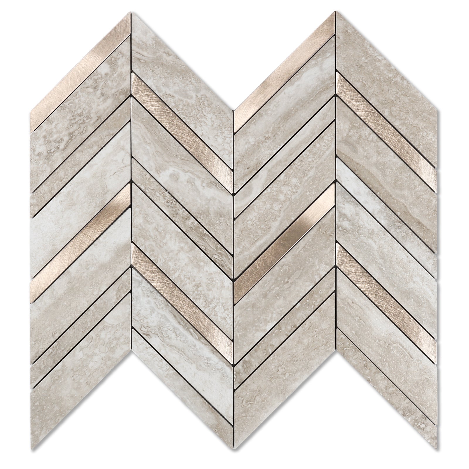 Beige Slate Gold Herringbone Backsplash