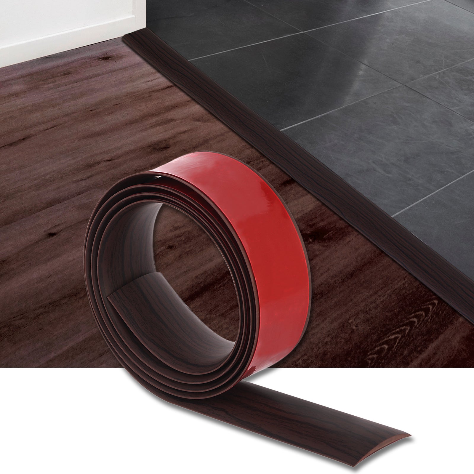 Dark Brown Self Adhesive Vinyl Floor Transition Strip