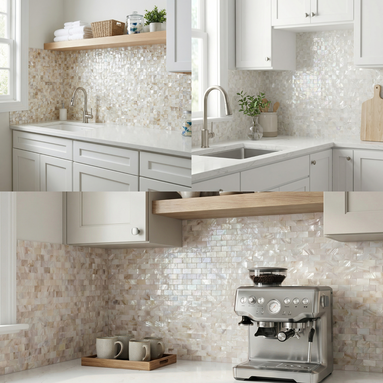 mother of pearl tile stuck on kitchen