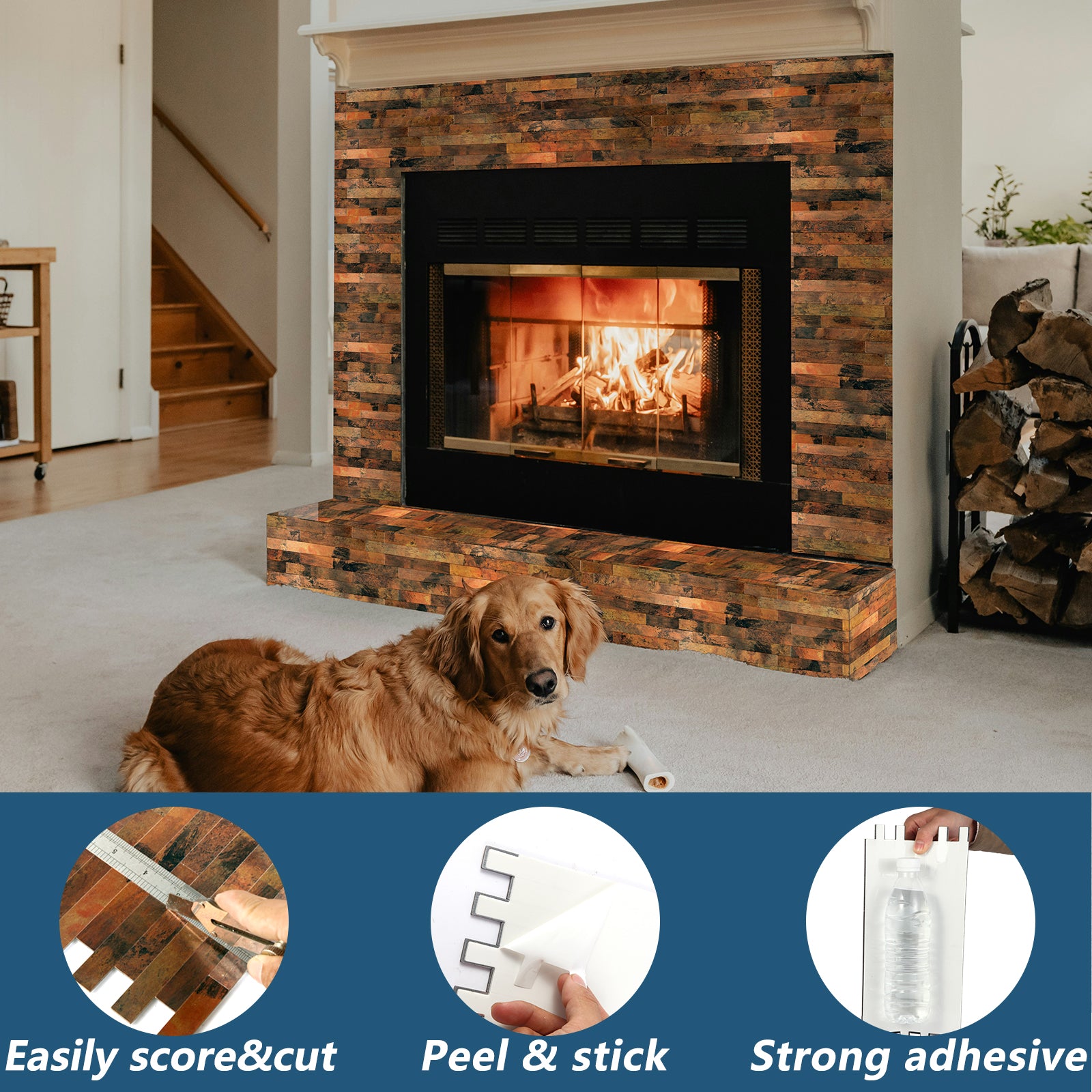 peel and stick fireplace tiles