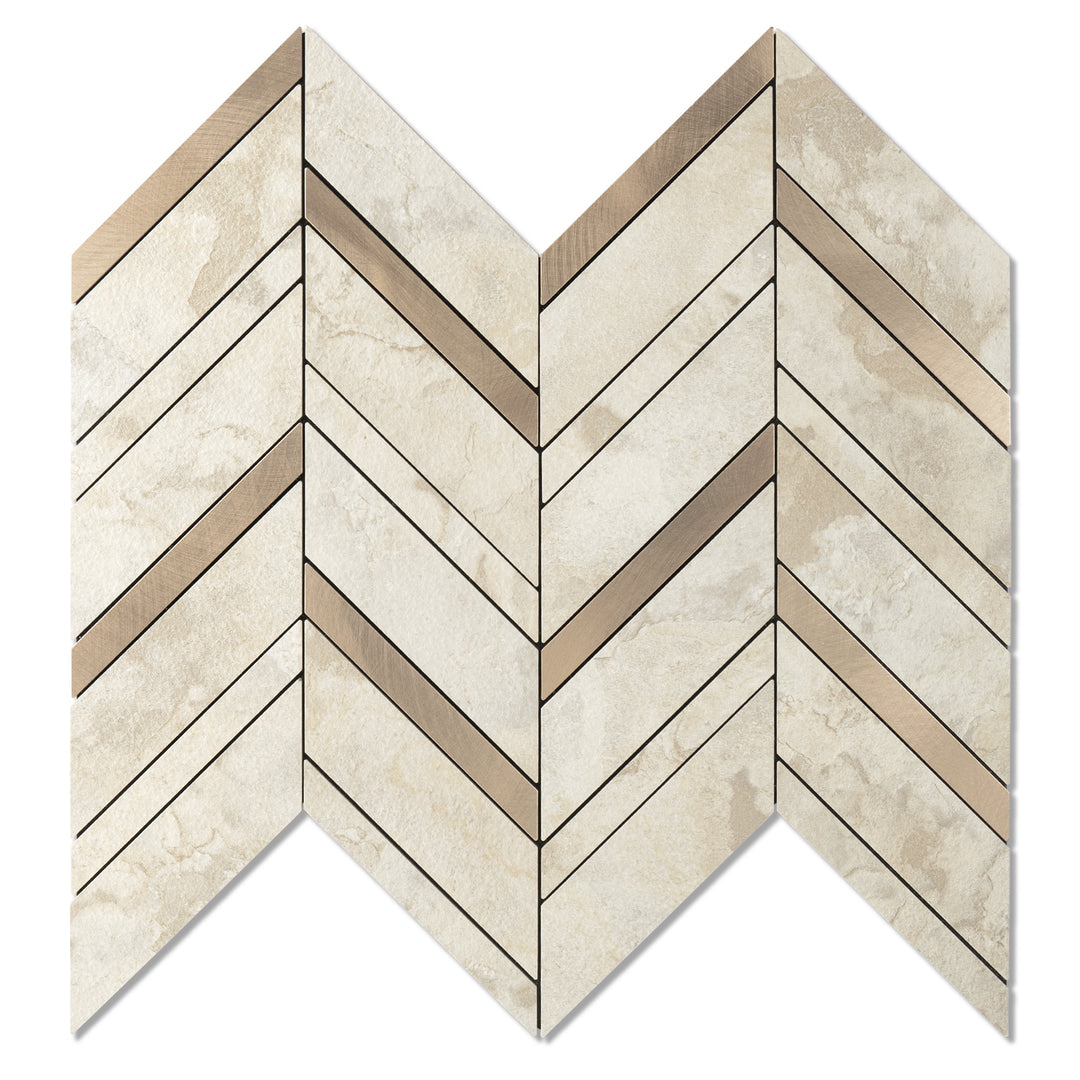 Light Beige Stone Herringbone Tile