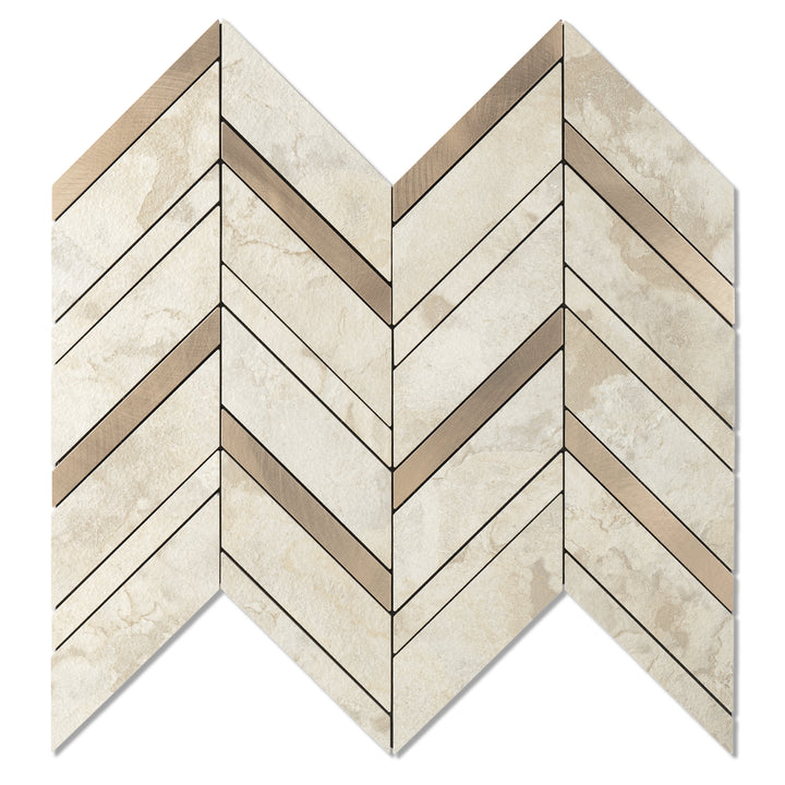 Light Beige Stone Herringbone Tile