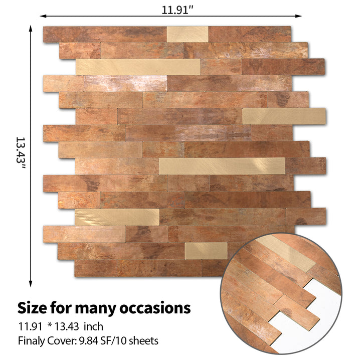 copper tile size