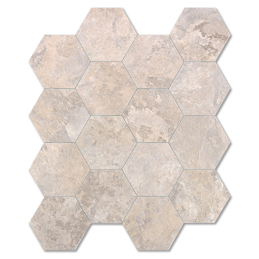 asenka beige peel and stick hexagon tile