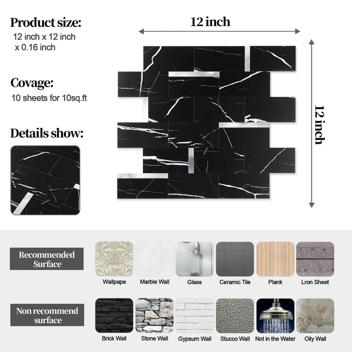 peel and stick wall tiles size