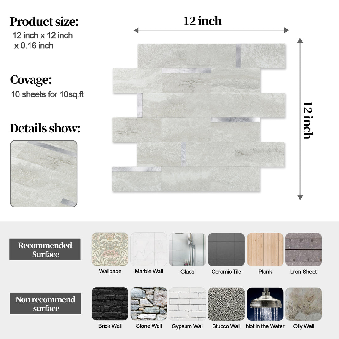 peel and stick wall tiles size