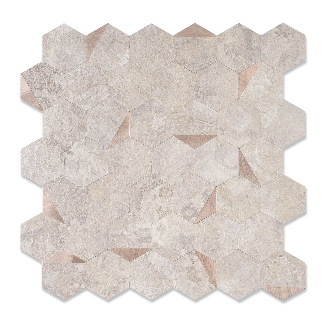 Hexagon Peel and Stick Tiles Beige Stone Rock Stick on Backsplash
