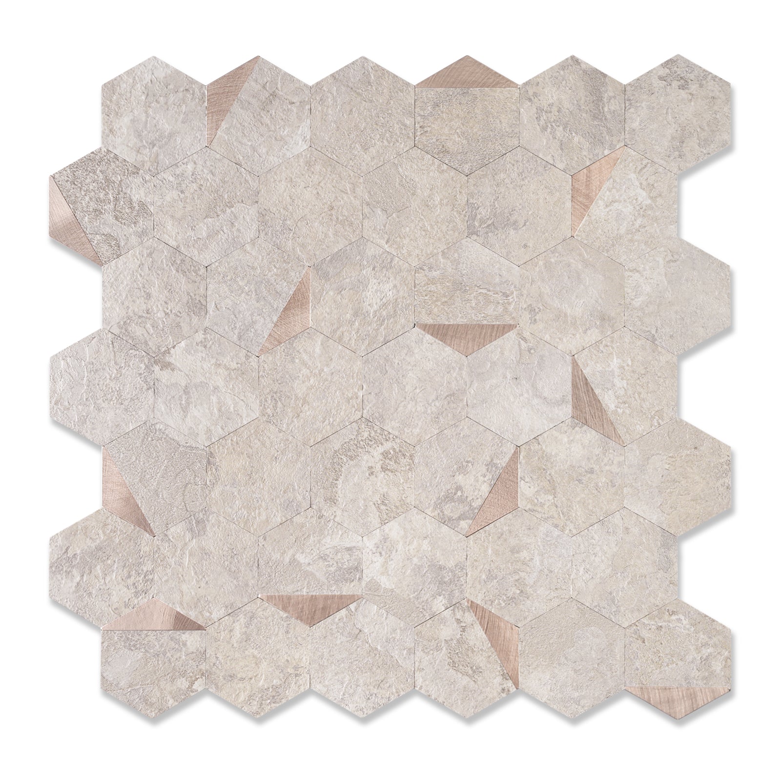 Hexagon Peel and Stick Tiles Beige Stone Rock Stick on Backsplash