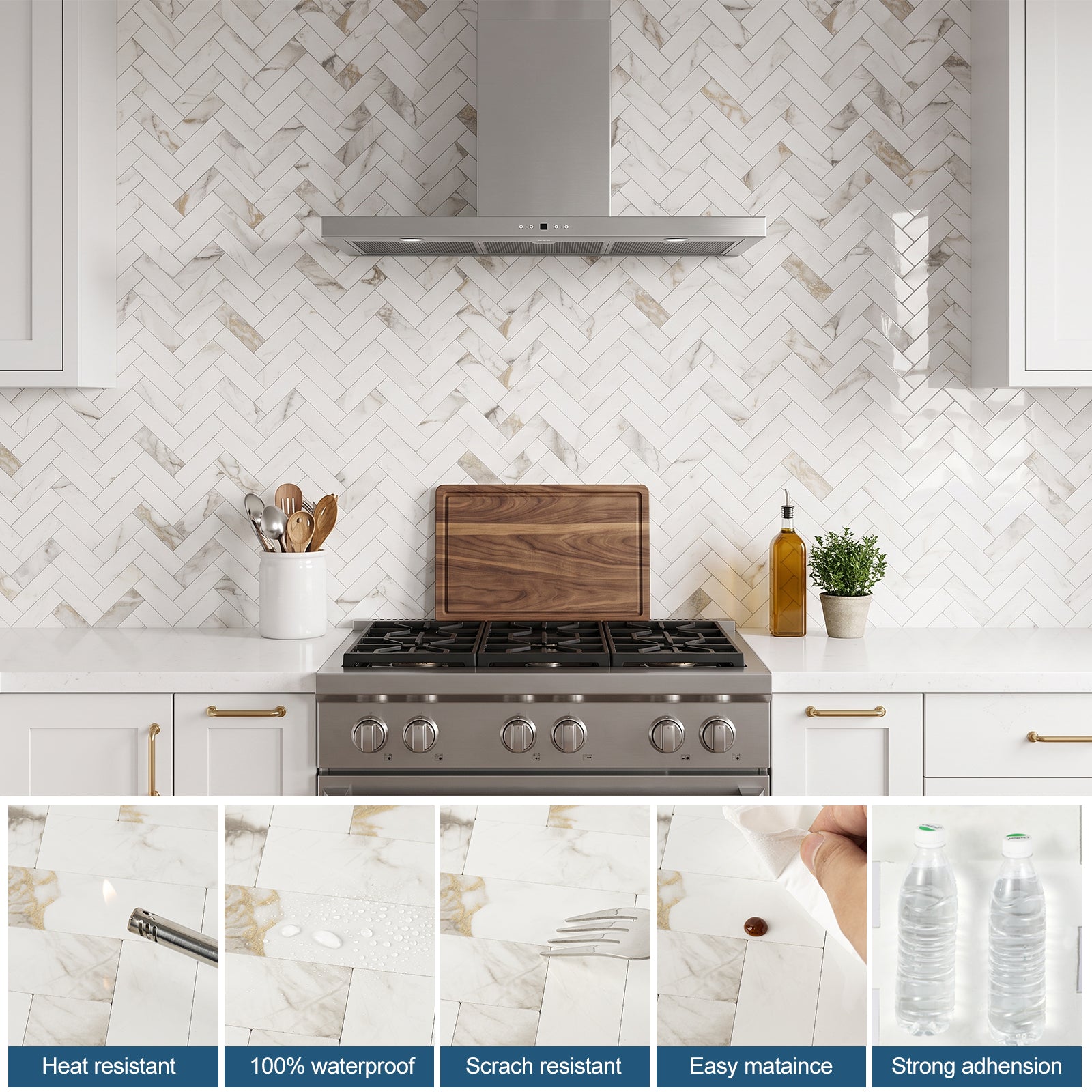 herringbone tile stick on kitchen