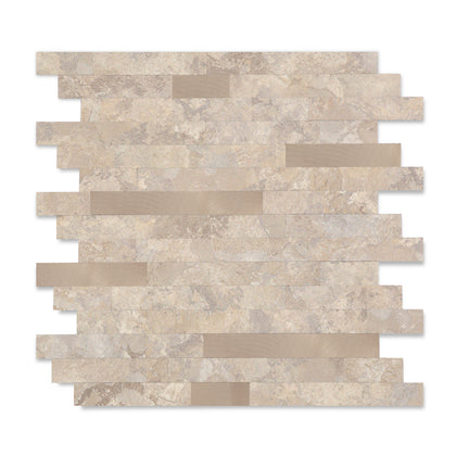 Beige Stone with Gold Metal peel and stick tile