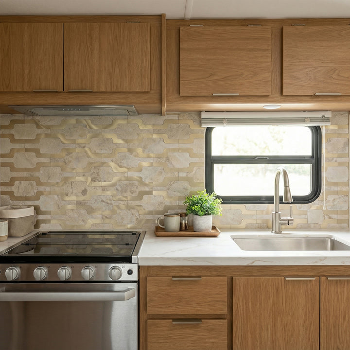 RV peel and stick backsplash