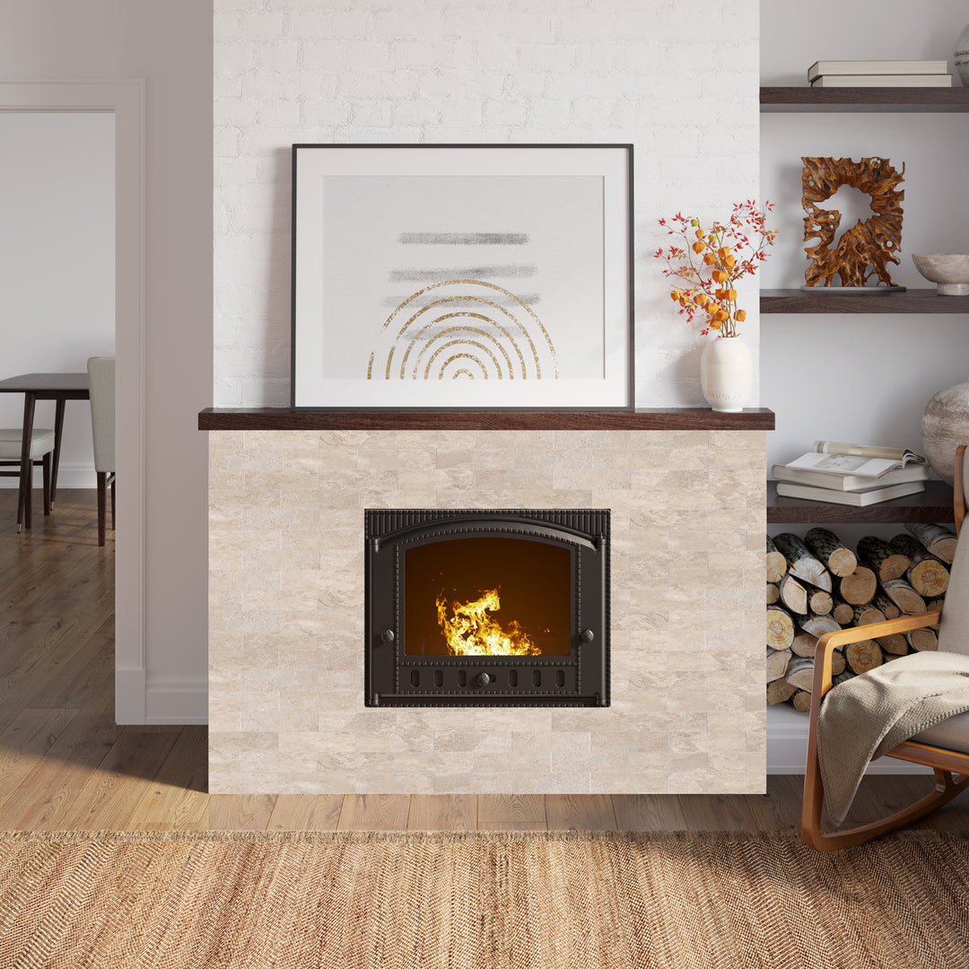 peel and stick subway tile for fireplace