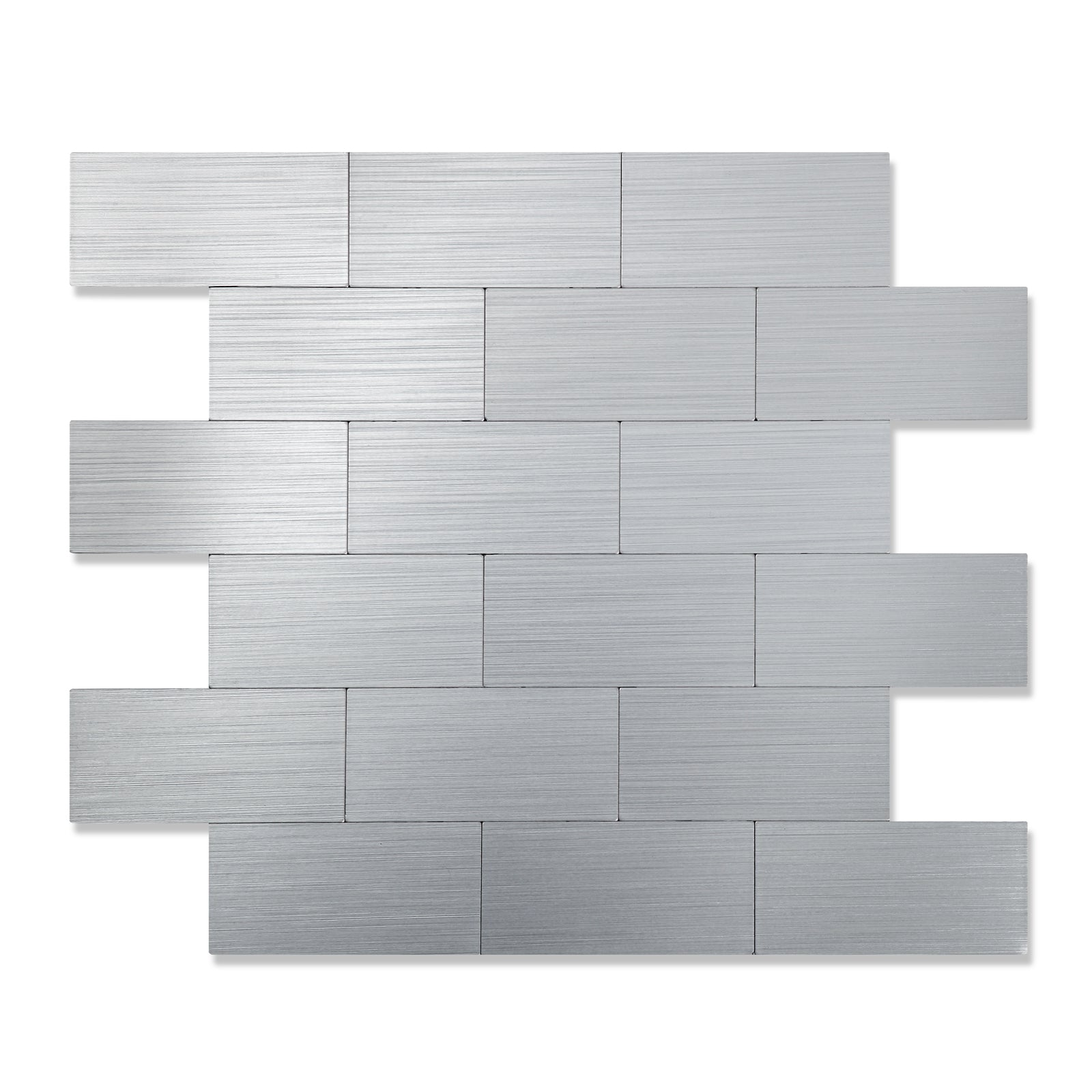 Silver Metal Peel and Stick Subway Tile